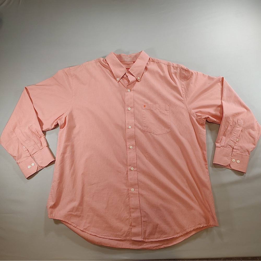IZOD Mens XL Peach Micro Stripe Button Down Shirt Saltwater Collection 4520382